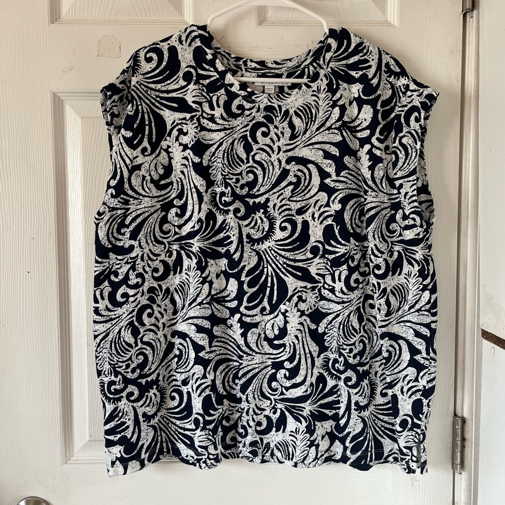 CHICO’S Paisley Cap Sleeve Tee Women’s Sz 4(XXL) - Picture 3 of 11